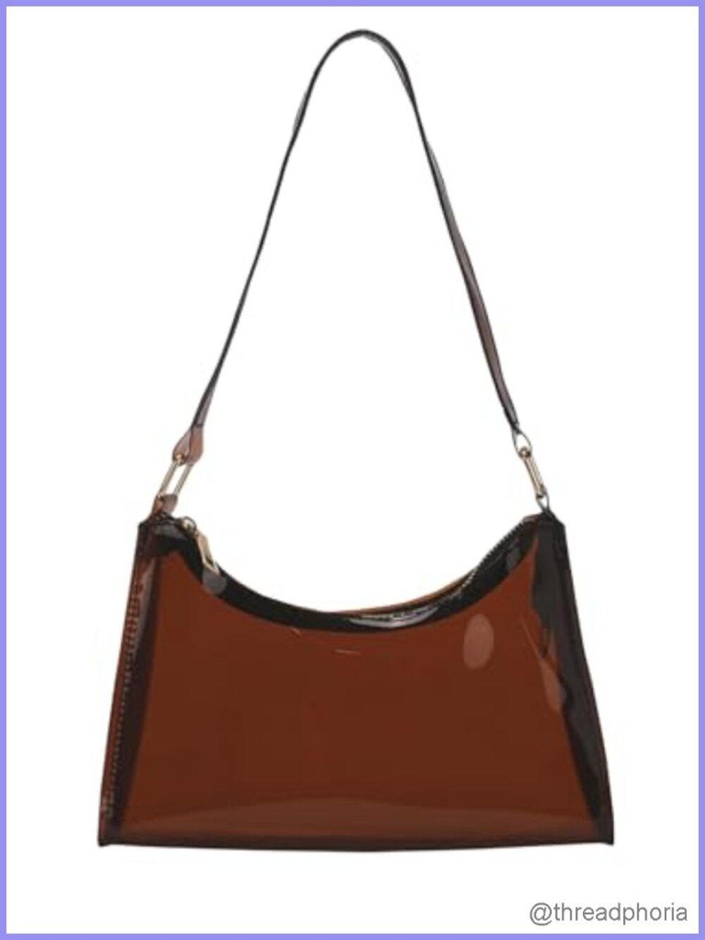 Women's Clear PVC Hobo Shoulder Bag with Top Handle, Zipper Closure